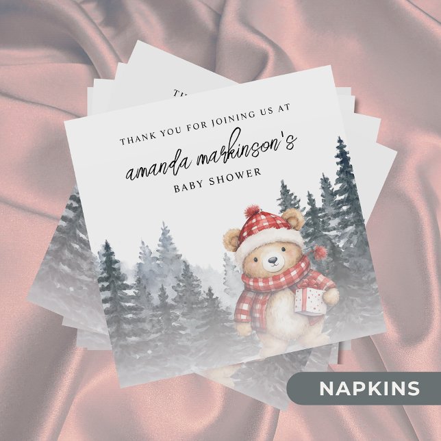 We Can Bearly Wait Winter Baby Shower Napkin (Creator Uploaded)