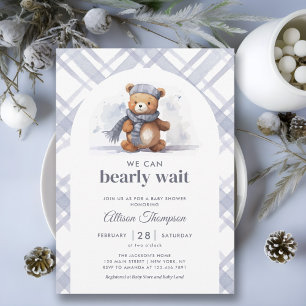 We Can Bearly Wait Winter Boy Baby Shower Invitation