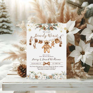 We Can Bearly Wait Winter ClothestLine Baby Shower Invitation
