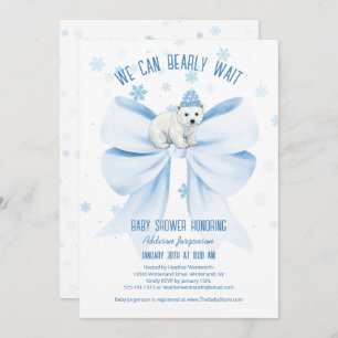 We Can Bearly Wait Winter Polar Bear Baby Shower Invitation