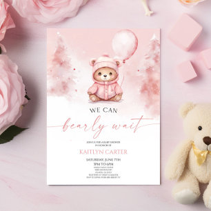 We Can Bearly Wait Winter Teddy Bear Baby Shower Invitation