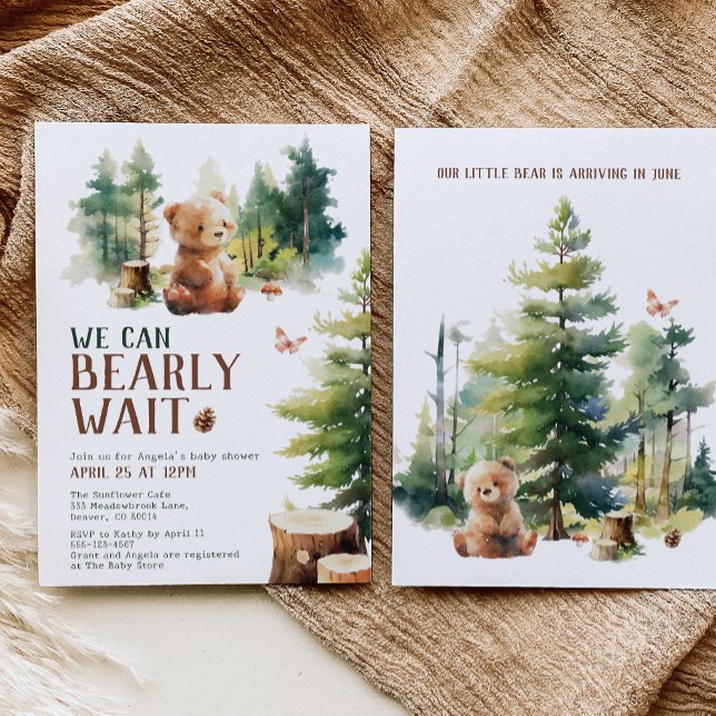 We Can Bearly Wait Woodland Baby Shower Invitation (Creator Uploaded)