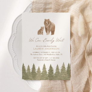 We Can Bearly Wait Woodland Baby Shower Invitation