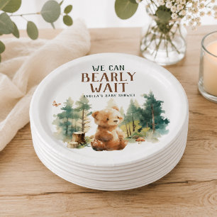 We Can Bearly Wait Woodland Baby Shower Plates