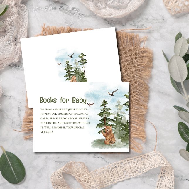 We Can Bearly Wait Woodland book Baby Shower Enclosure Card (Creator Uploaded)