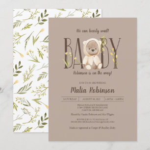 We Can Bearly Wait! Yellow Teddy Bear Baby Shower  Invitation
