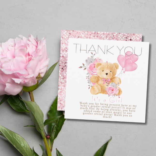 We can Bearly wiat Gender Reveal Party Its a Girl Thank You Card (Creator Uploaded)