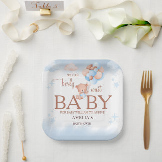 We Can Berly Wait Teddy Bear Baby Shower Paper Plate