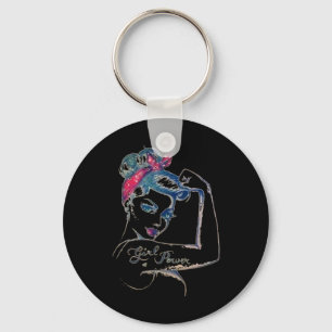 We Can Cure It  Rosie Riveter Breast Cancer Girl P Key Ring