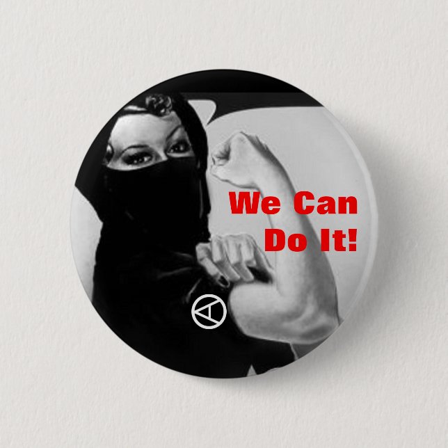 "we can do it" 6 cm round badge (Front)