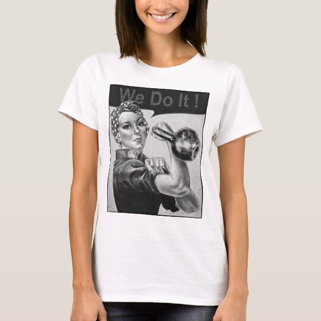 We Can Do It Kettlebell T-shirt B&W (Front)