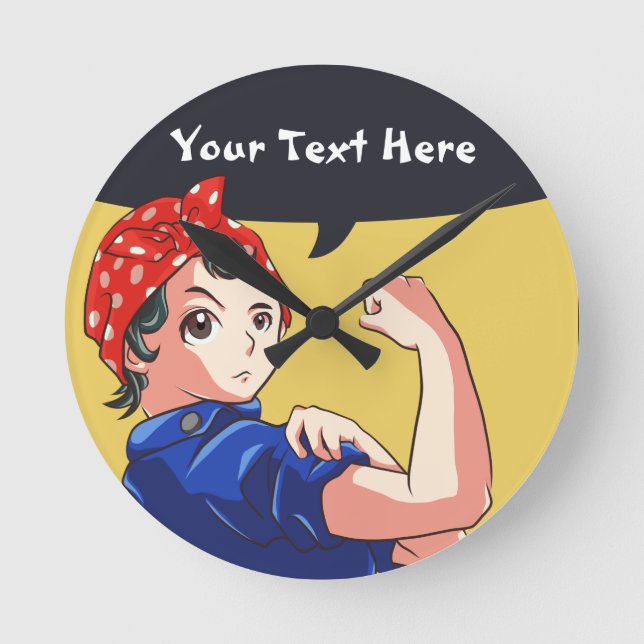 We Can Do It! Magna Anime Rosie the Riveter Round Clock (Front)