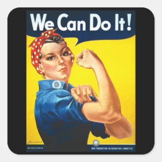 We can do it retro vintage poster square sticker