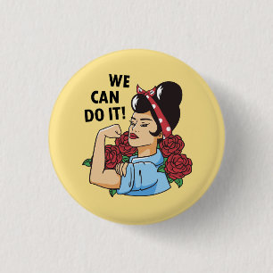 We Can Do It Rockabilly Rosie Feminist 3 Cm Round Badge