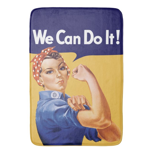 We Can Do It! Rosie the Riveter Bath Mat (Front Vertical)