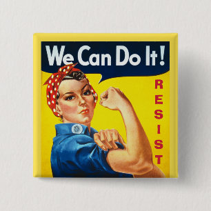 We Can Do It - Rosie the Riveter - Resist 15 Cm Square Badge