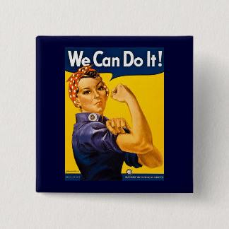 We Can Do It! Rosie the Riveter Vintage WW2 15 Cm Square Badge