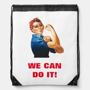 We Can Do It Rosie the Riveter Women Power Drawstring Bag