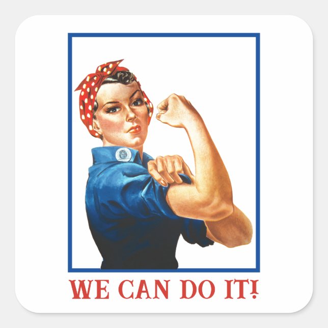 We Can Do It Rosie the Riveter Women Power WWII  Square Sticker (Front)