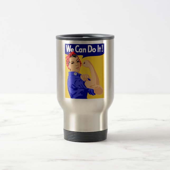 We Can Do It! Rosie The Riveter WWII Poster Travel Mug (Center)