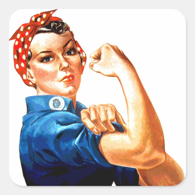We Can Do It Rosie the Riveter WWII Propaganda Square Sticker (Front)
