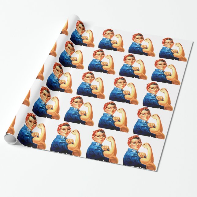 We Can Do It Rosie the Riveter WWII Propaganda Wrapping Paper (Unrolled)