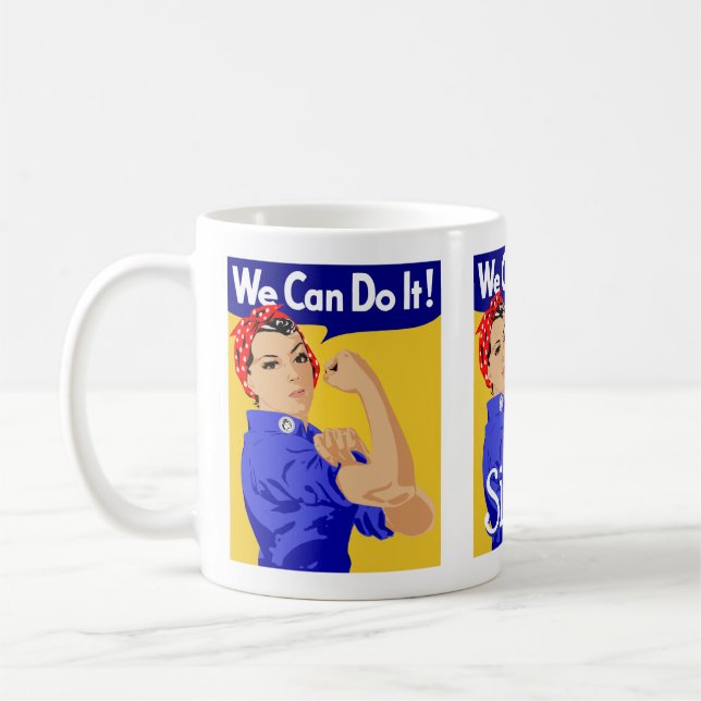 We Can Do It Sister Woman Scarf Yellow Blue  Coffee Mug (Left)