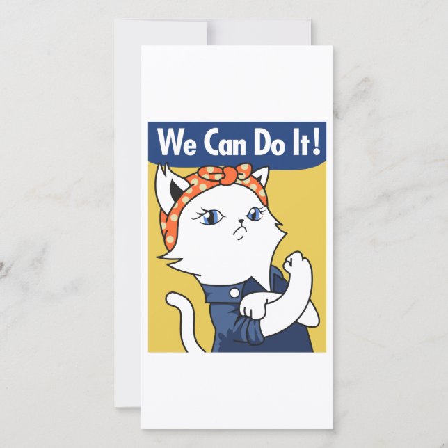 We Can Do It! White Cat Rosie the Riveter (Front)