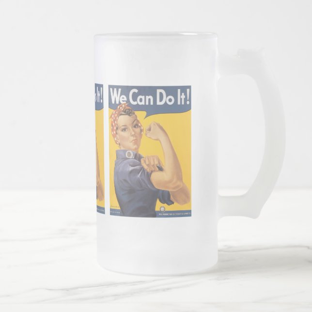We Can Do It World War 2 Frosted Glass Beer Mug (Right)