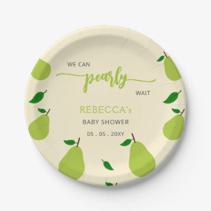 We Can Pearly Wait Fall Pear Baby Shower Paper Plate