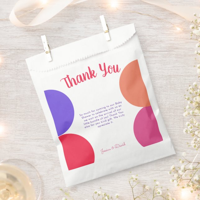 We Can Wait Colourful Rainbow Stripe Baby Shower Favour Bags (Clipped)