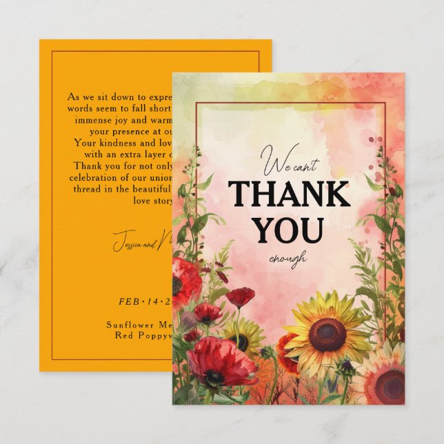 🌻We can't thank you Sunny Petals & Scarlet Blooms Card (Front/Back)