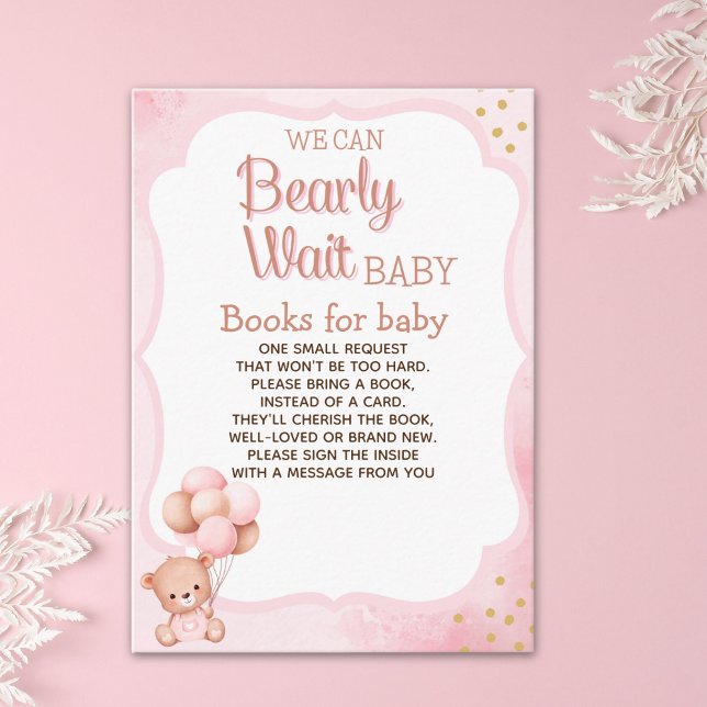 We can't wait any more Nice bear Rosa Baby shower Enclosure Card (Creator Uploaded)