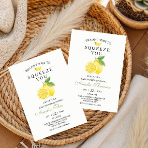 We Can't Wait to Squeeze You Citrus Lemon Baby Invitation