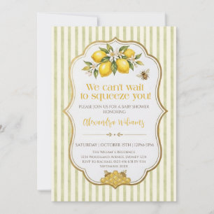 we can't wait to squeeze you Lemon Baby Shower Invitation