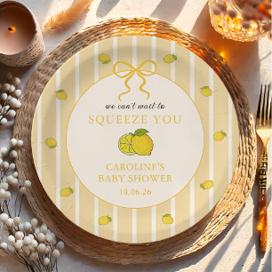We Can't Wait to Squeeze You Lemon Baby Shower Paper Plate