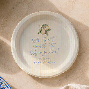 We Can't Wait To Squeeze You Lemon Baby Shower Paper Plate