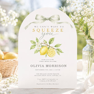 We Can't Wait to Squeeze You Lemon Bow Baby Shower Invitation