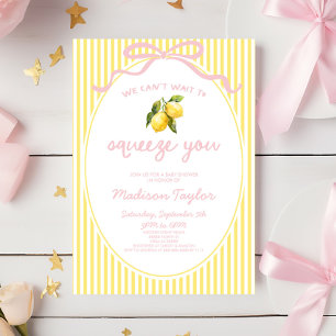 We Can't Wait To Squeeze You Lemon Bow Baby Shower Invitation
