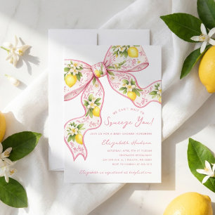 We Can't Wait to Squeeze You Lemon Bow Baby Shower Invitation