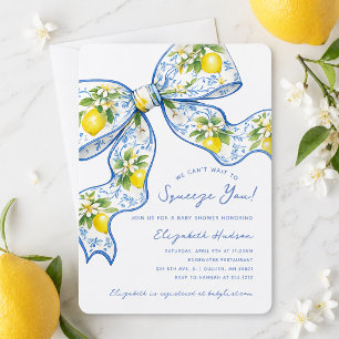 We Can't Wait to Squeeze You Lemon Bow Baby Shower Invitation