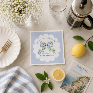 We Can't Wait to Squeeze You Lemon Bow Baby Shower Napkin
