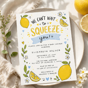 We Cant Wait To Squeeze You Lemon Boy Baby Shower Invitation