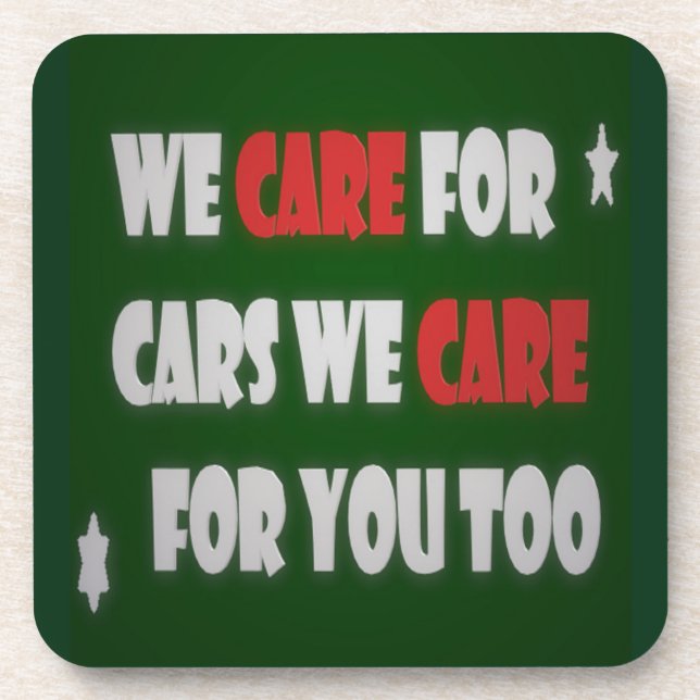 We Care For Cars     Badge Throw Pillow Coaster (Front)