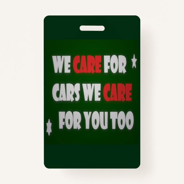 We Care For Cars     ID Badge (Front)
