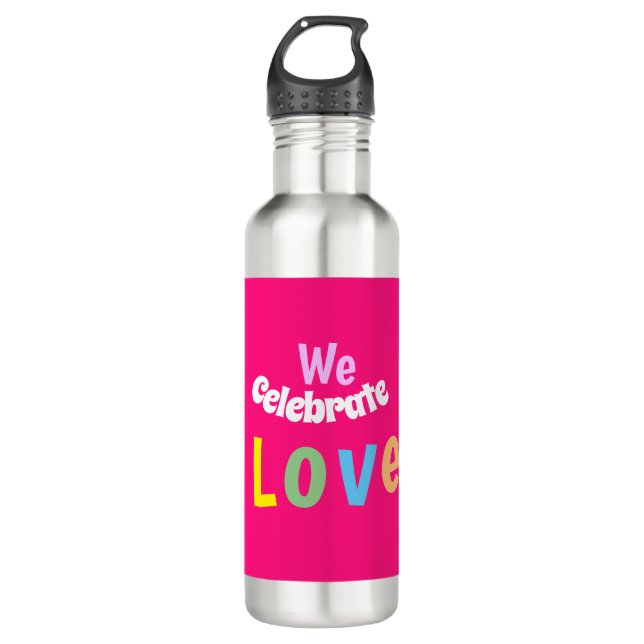 we celebrated love pillar candle thermal tumbler 710 ml water bottle (Front)