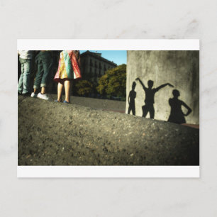 We cheer, we dance, we act crazy postcard