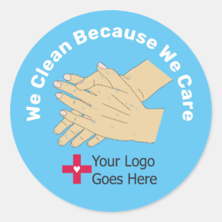 We Clean Because We Care Classic Round Sticker