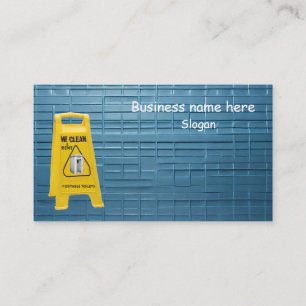 we clean & Rent portable toilets yellow sign Business Card
