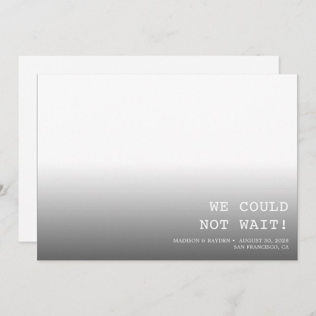 We could not wait Minimalist Photo Wedding Save The Date (Front/Back)